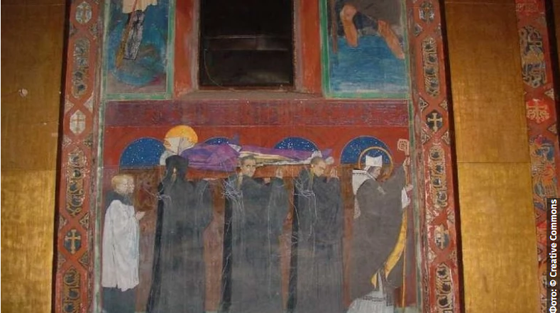 Похороны святого Одилон, фреска Яна Генрика Розена в армянском соборе во Львове 