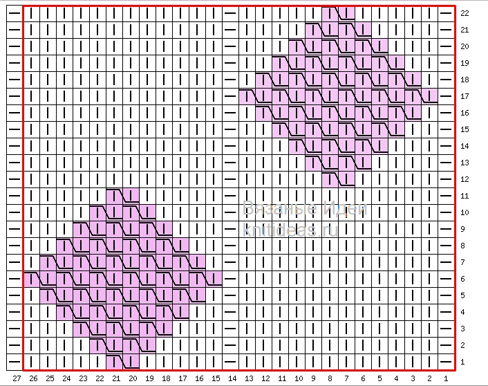 Вязание рисунка ромбами. Узор спицами раппорт 26 петель. Схемы узора коса в ромбе. Узор плоские косы спицами. Узор ложная коса.