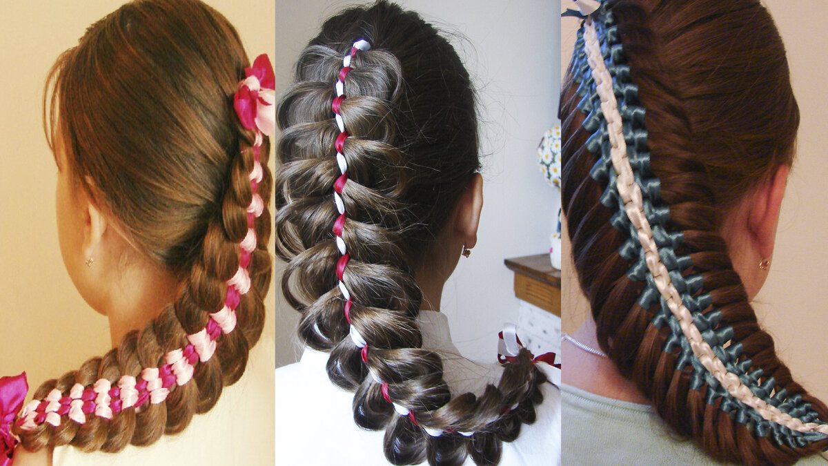 Смотреть Урок По Плетению Косы Из 4 Прядей (С Лентой). 4 Strands Braiding (With Ribbon) - Коса С