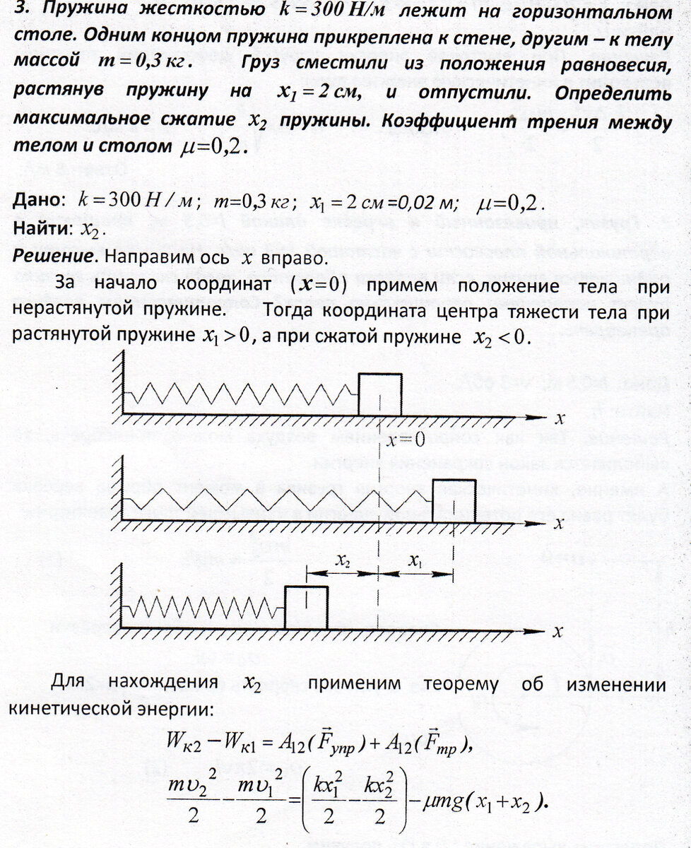 Изменение кинетической энергии на силы упругости