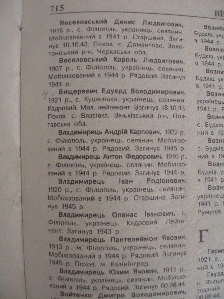 Фотография страницы 6-го тома Книги памяти Украины.