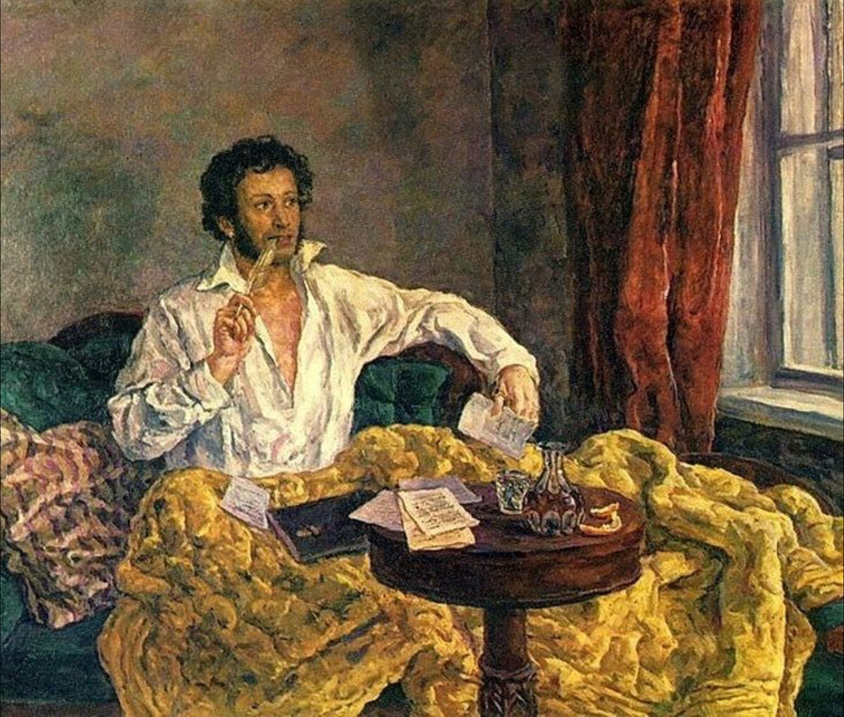Пушкин в Михайловском, художник Петр Кончаловский