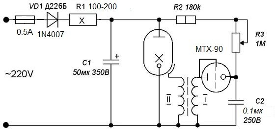 Схема стробоскопа на тиратроне.