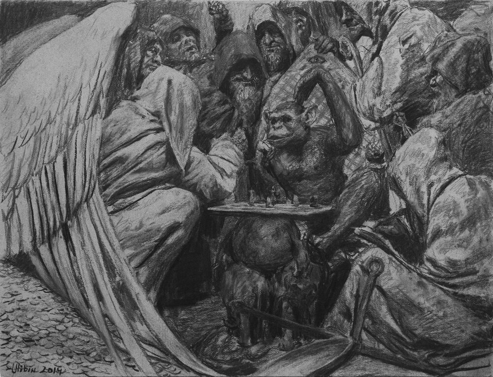 Геннадий Улыбин. «Игра». Бумага, уголь. 50х65