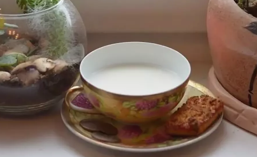 Молоко и печенье оставленное специально для домового