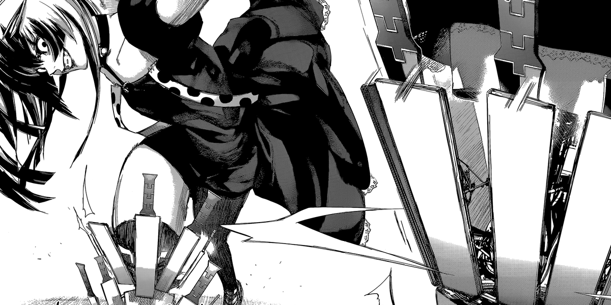 Фрагмент разворота манги Суи Исиды «Токийский гуль: re 1. Книги 1–2»