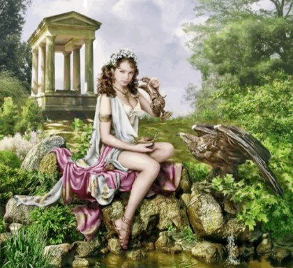 Богиня вечной юности, олицетворение расцвета человеческой жизни, которое наступает, по мнению греков, после восемнадцати лет. Дочь Зевса и Геры, на пирах богов выполняла обязанности виночерпия. После обожествления Геракла была дана богами ему в жены. Сестра Аполлона, Ареса, Афины, Гефеста и Илифии.