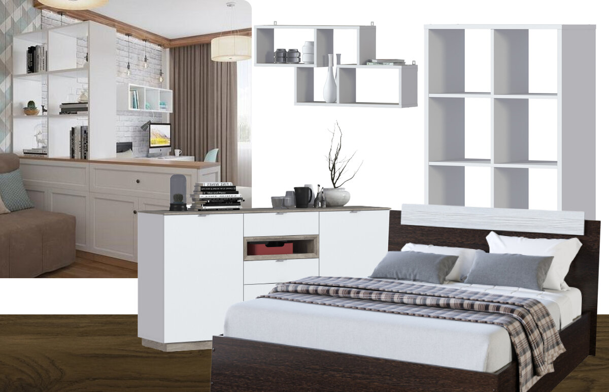 Пример интерьера гостиной-спальни