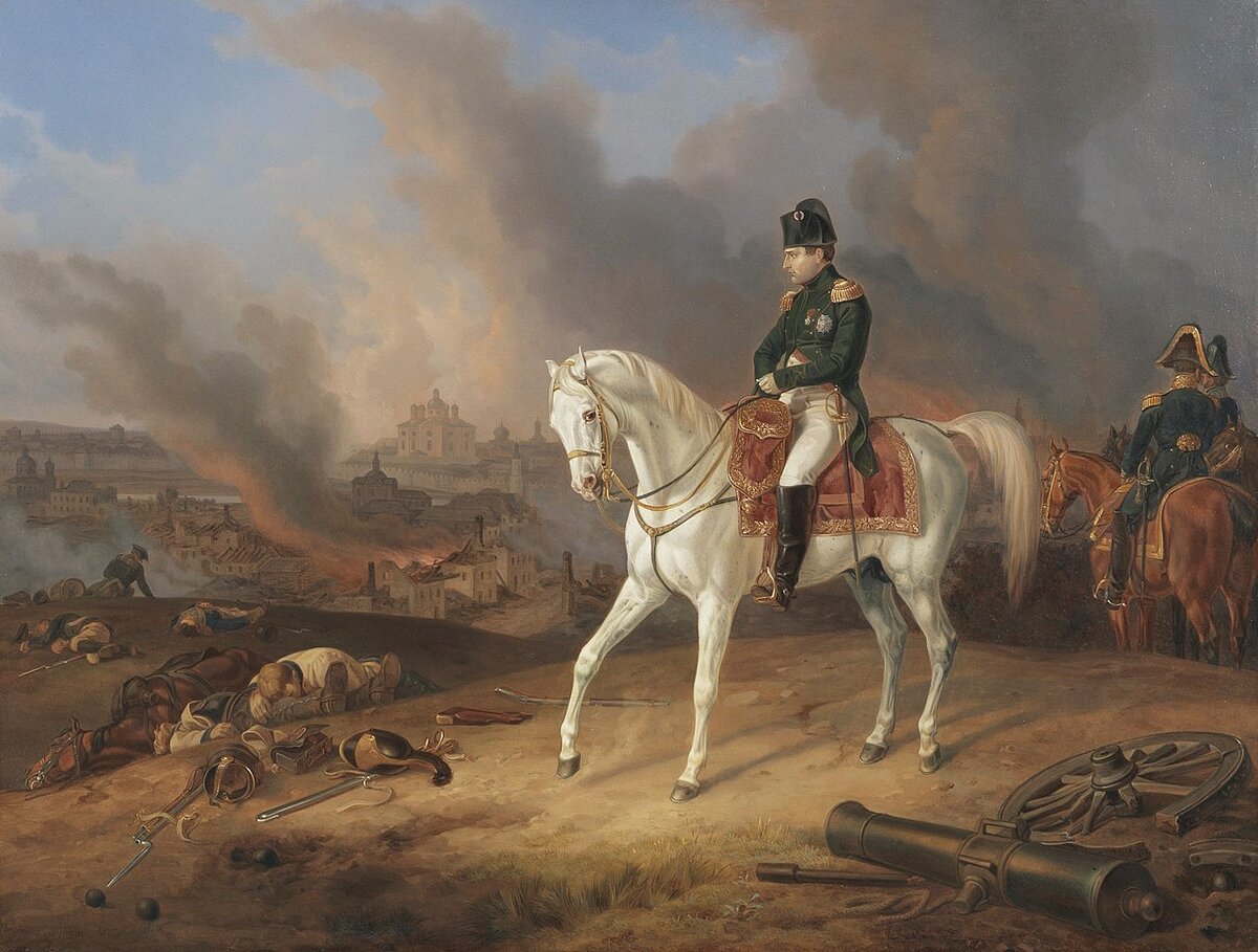Альбрехт Адам (очевидец сражения). Наполеон на фоне горящего Смоленска. 