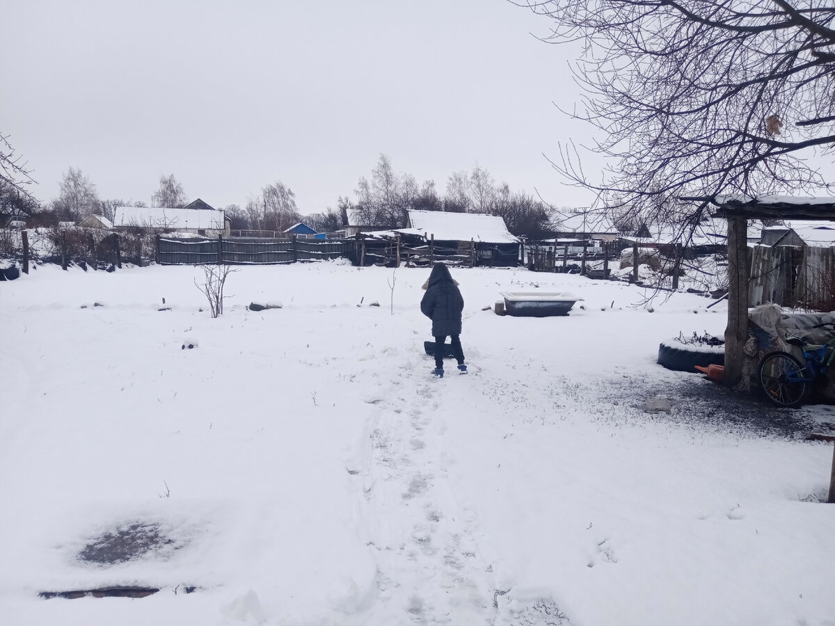 помощник чистит снег