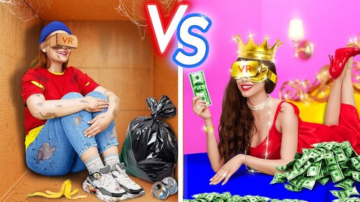 ГРУСТНЫЕ БОГАТЫЕ VS СЧАСТЛИВЫЕ БЕДНЫЕ || Жизнь В Семье Миллионеров! Крутые Поделки С 123 GO!