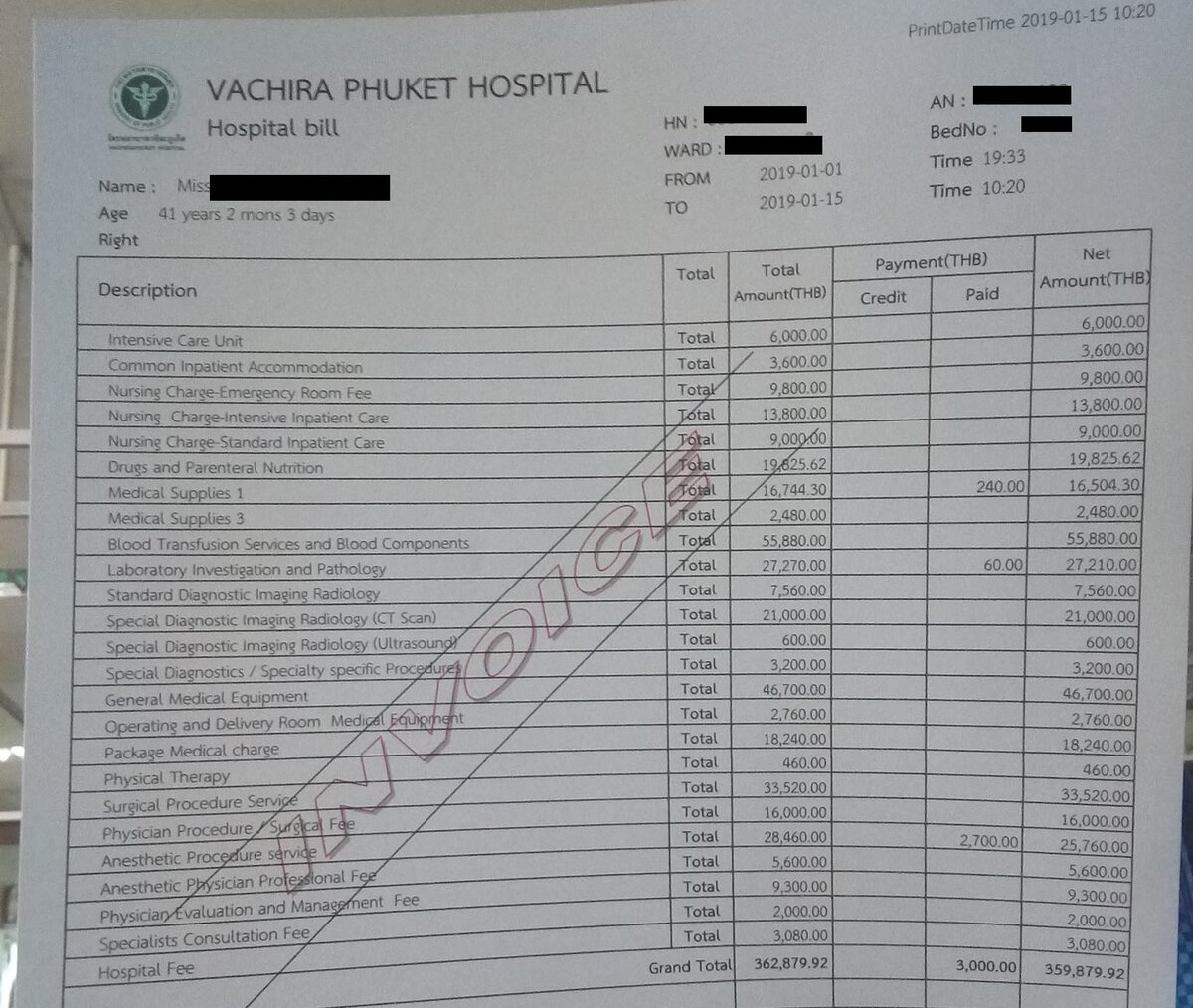 Между прочим, Vachira Hospital это самая дешевая больница на Пхукете вообще. В больнице классом повыше счет был бы еще более внушительным.