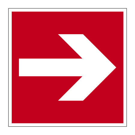 F 01-01. Направляющая стрелка Использовать только вместе с другими знаками пожарной безопасности для указания направления движения к месту нахождения (размещения) средства противопожарной защиты.  