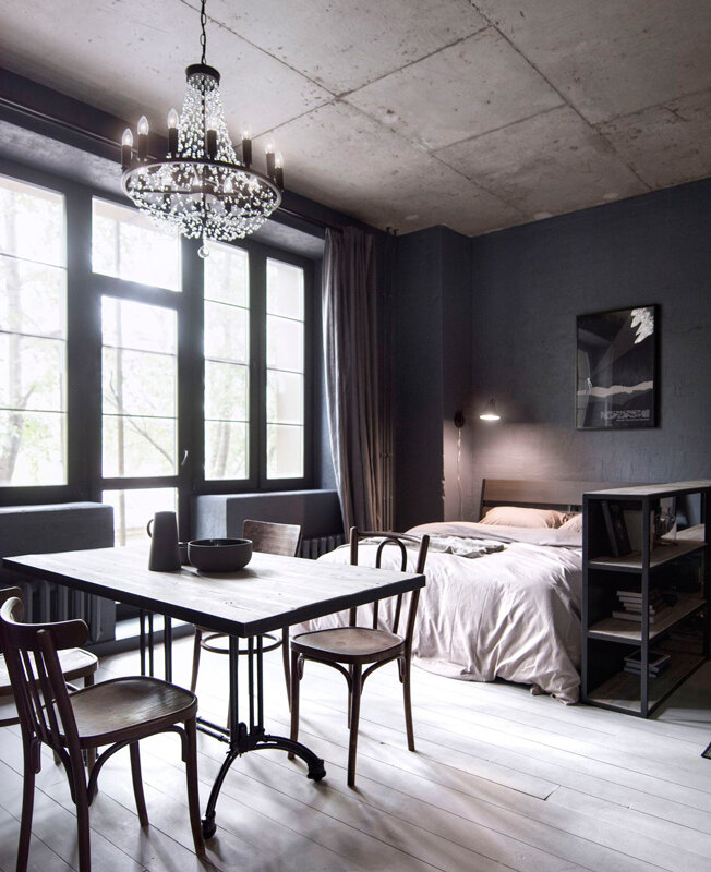 INT2architecture: квартира-студия для сдачи в аренду. Небольшое пространство планировали специально для сдачи в аренду. Вложения в отделку (как в материалы, так и в работы) были минимальными.