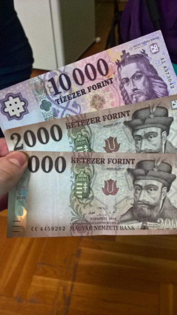 Валюта Венгрии — форинты. Курс — примерно 4,2 форинта за 1 российский рубль. Фото автора.