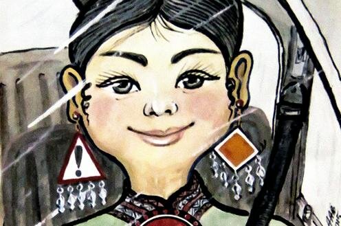  Карикатура с женщиной-водителем. Иллюстрация с сайта Turkmenistan.gov.tm