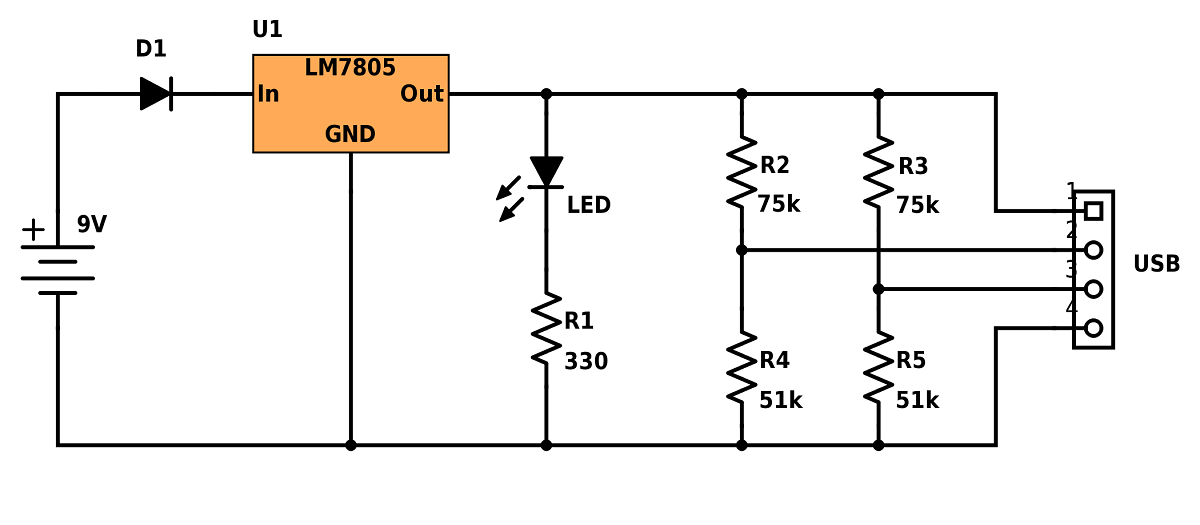 Рис. 1. Принципиальная схема портативной зарядки