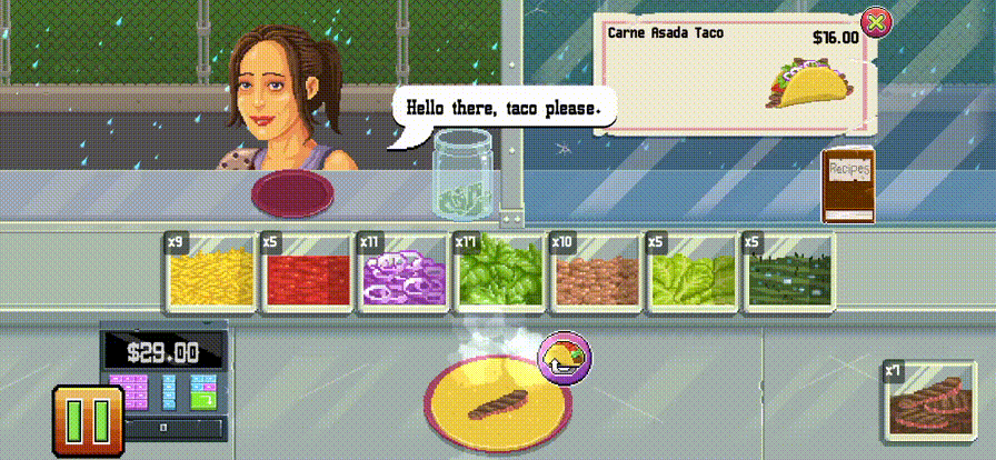 Геймплей мобильной игры Gunman Taco Truck (готовим тако)