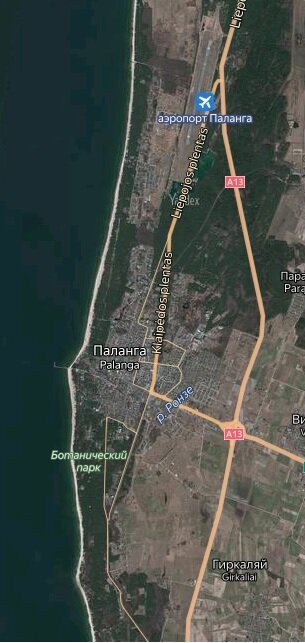 Карта города Паланга со спутника
