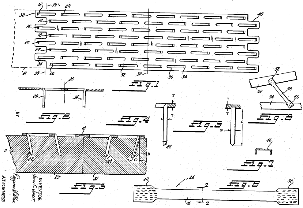 Чертеж из патента US2877520 John C. Jureit 1956