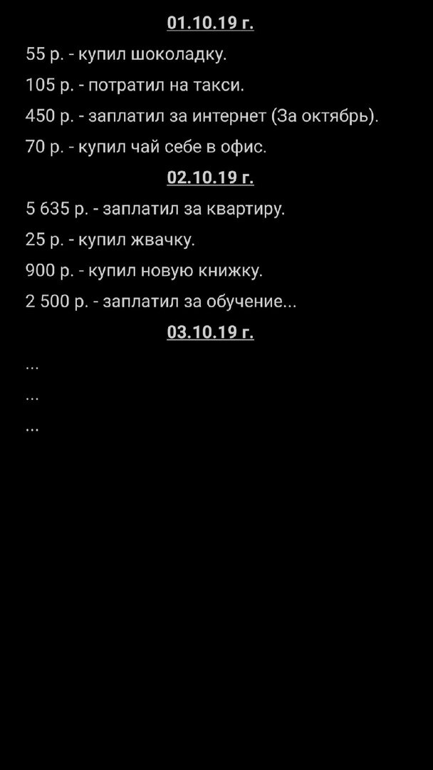 Примерно так выглядят мои заметки.