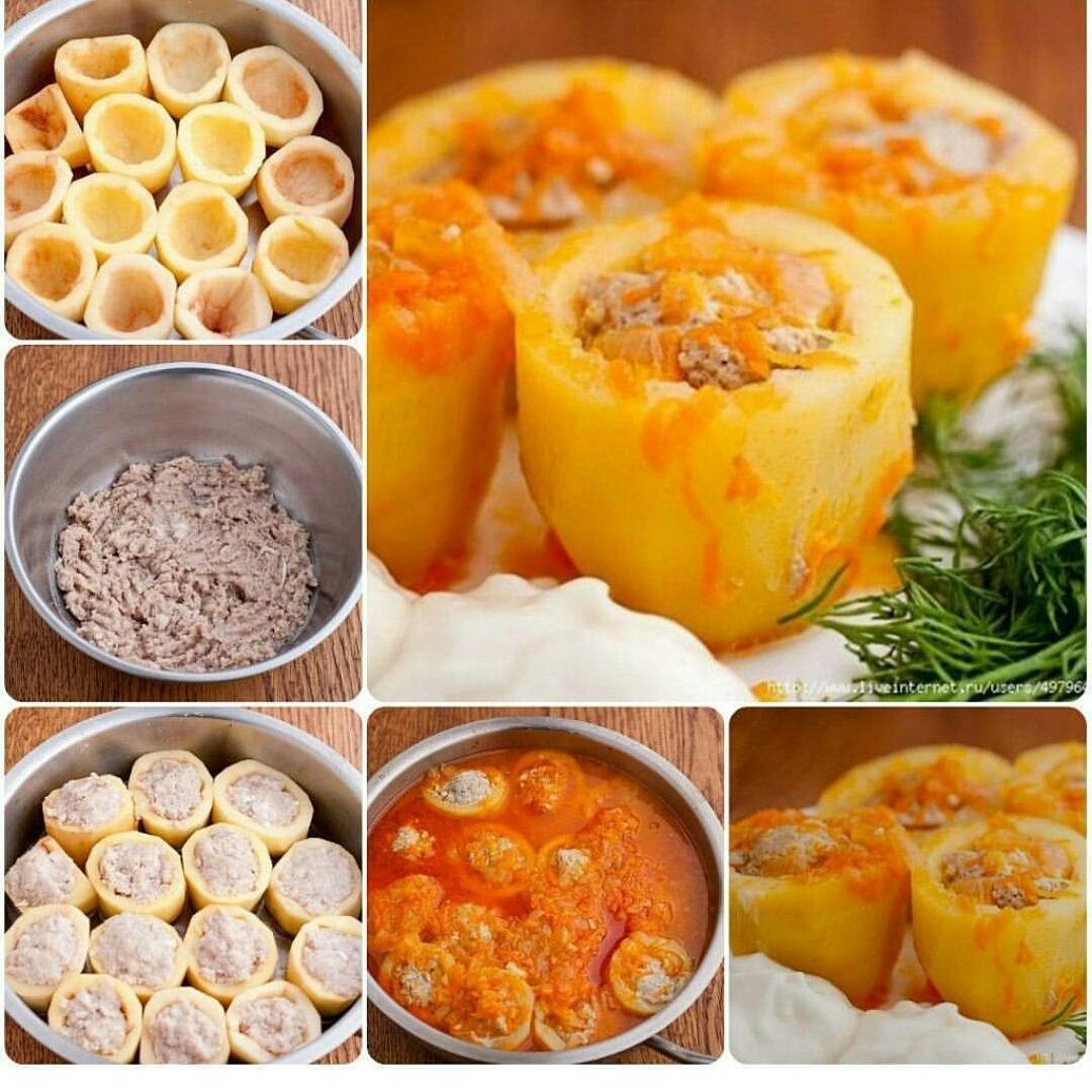 Запеченный картофель, фаршированный грибами и луком