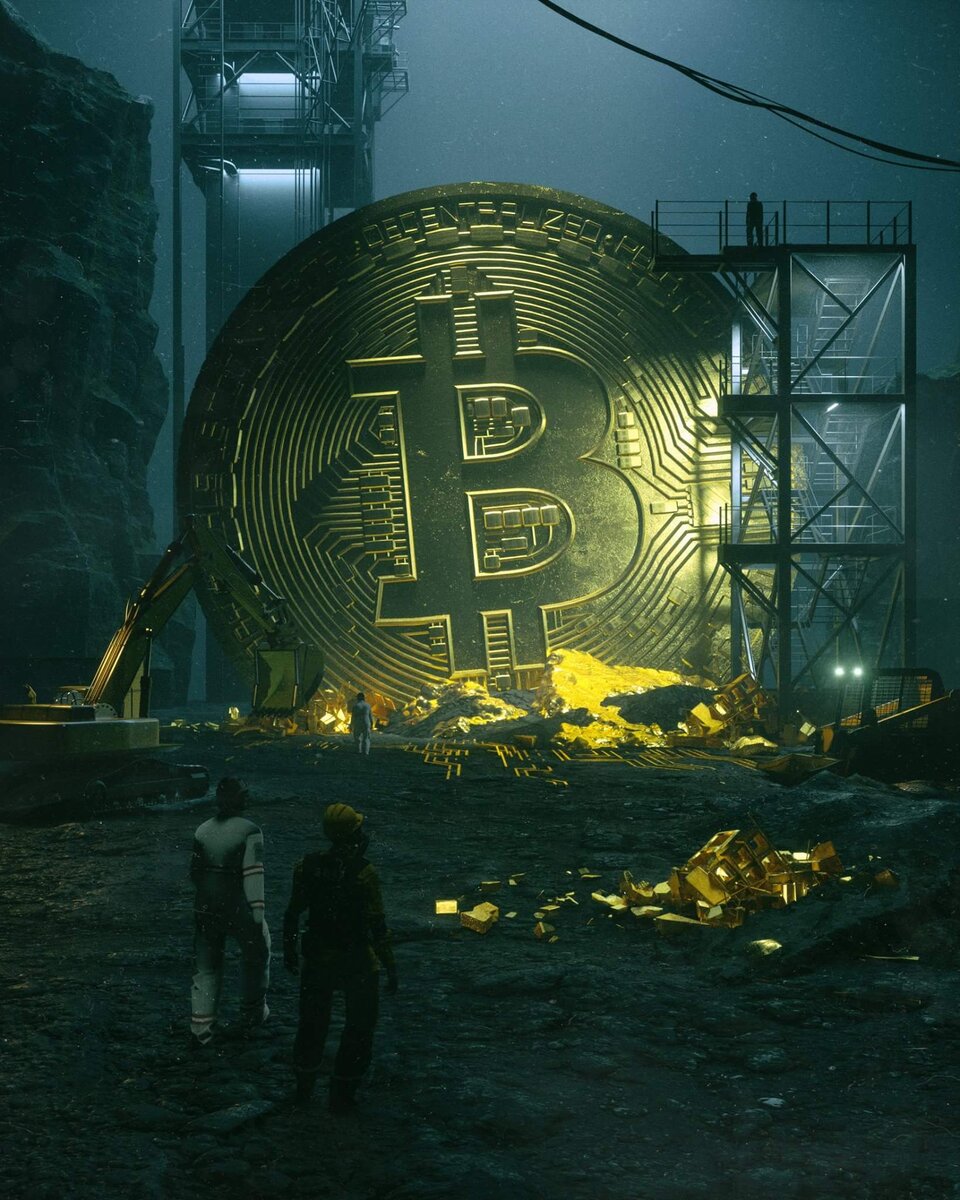Арт на тему майнинга биткоина