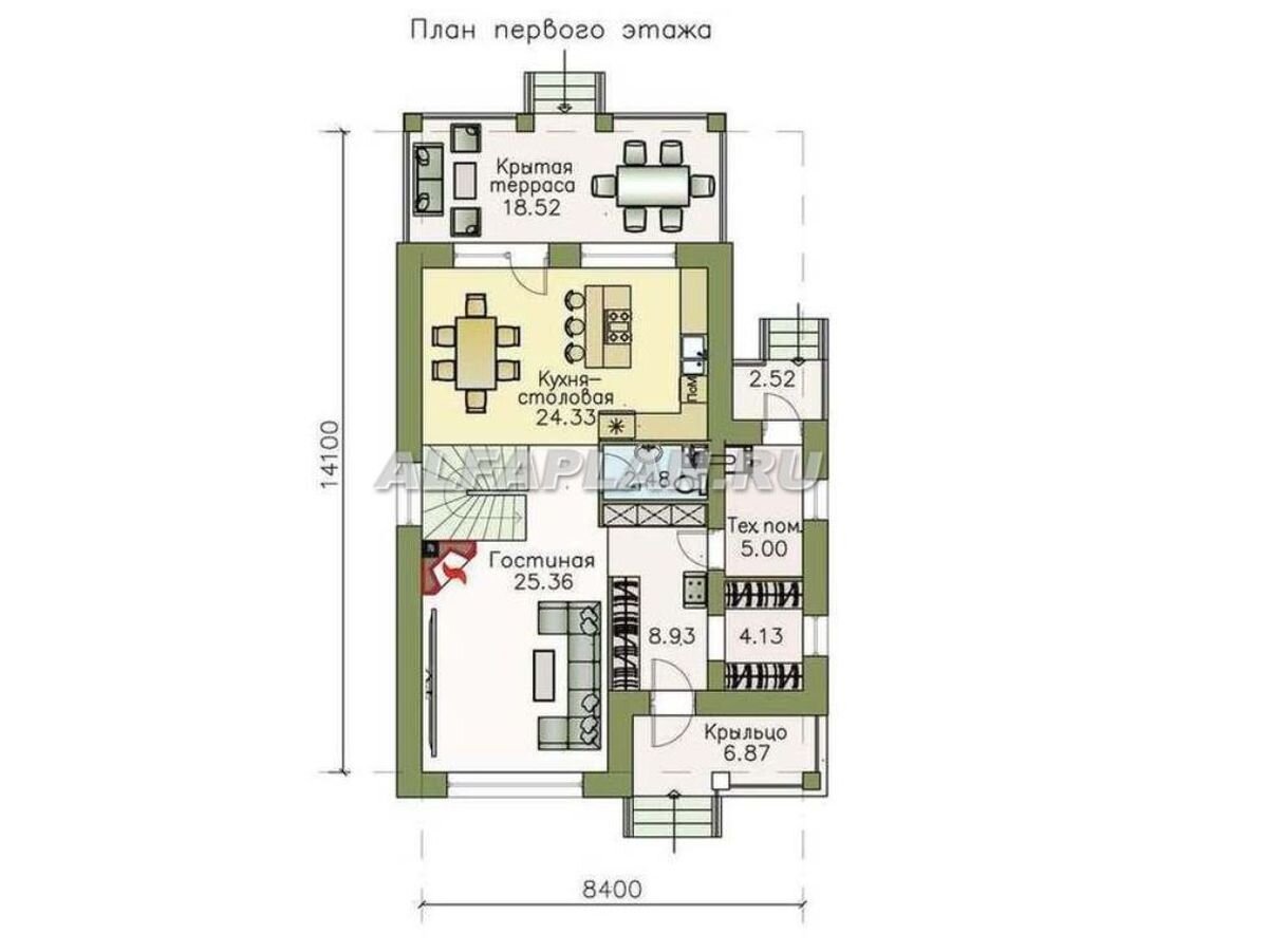Планировка 1-го этажа дома 363А «Весна», © Владимир Тарасов