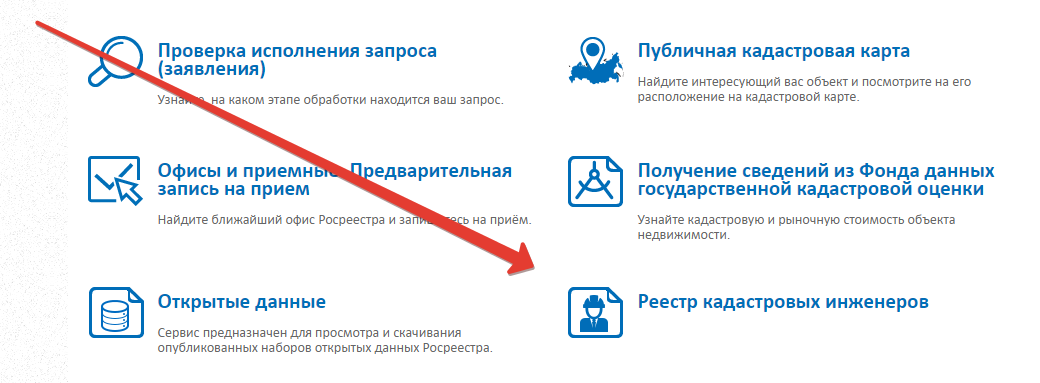 Ссылка на реестр кадастровых инженеров на сайте росреестра