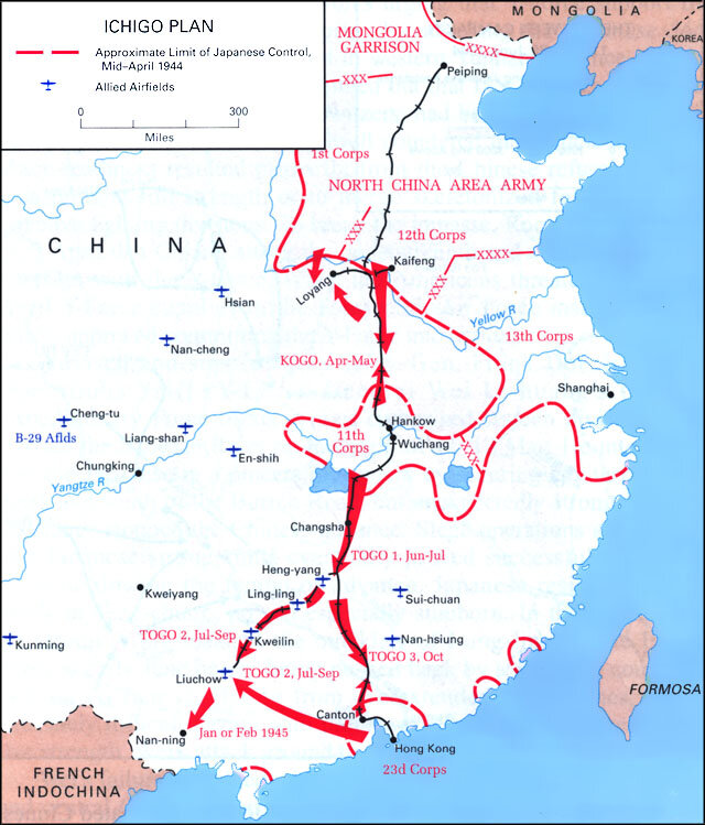 Fig. 1. 1944.04.19-12.31 Sino-Japanase war Ichi-Go plan & Operation Ichi-Go (jp. 一号作戦) Ichi-gō Sakusen - Operation Number One.