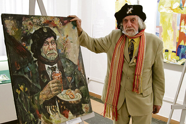 Художник Юрий Квасов запечатлел поэта на фоне цветов и с баранками