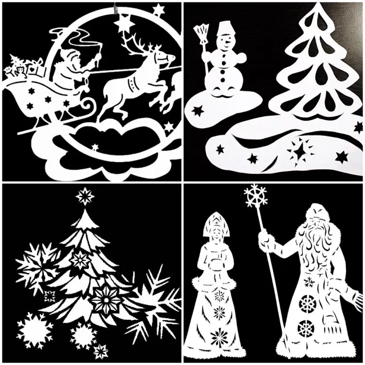 Готовые новогодние вытынанки 