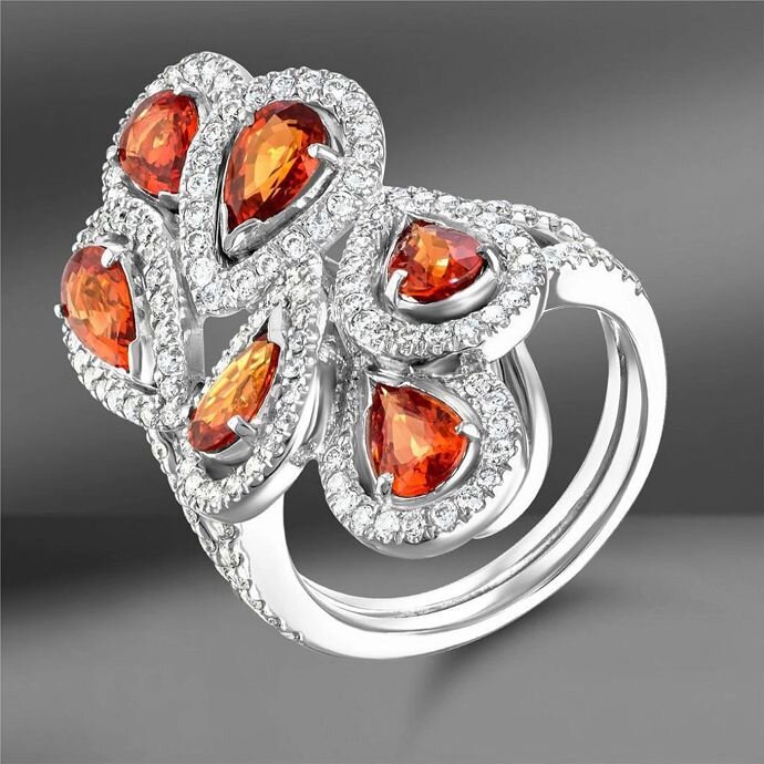 Кольца и серьги с желто-оранжевыми и желтыми сапфирами (4 фото) 