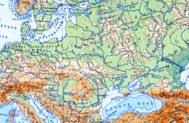 Фрагмент физической карты Европы: http://tezaurus.oc3.ru