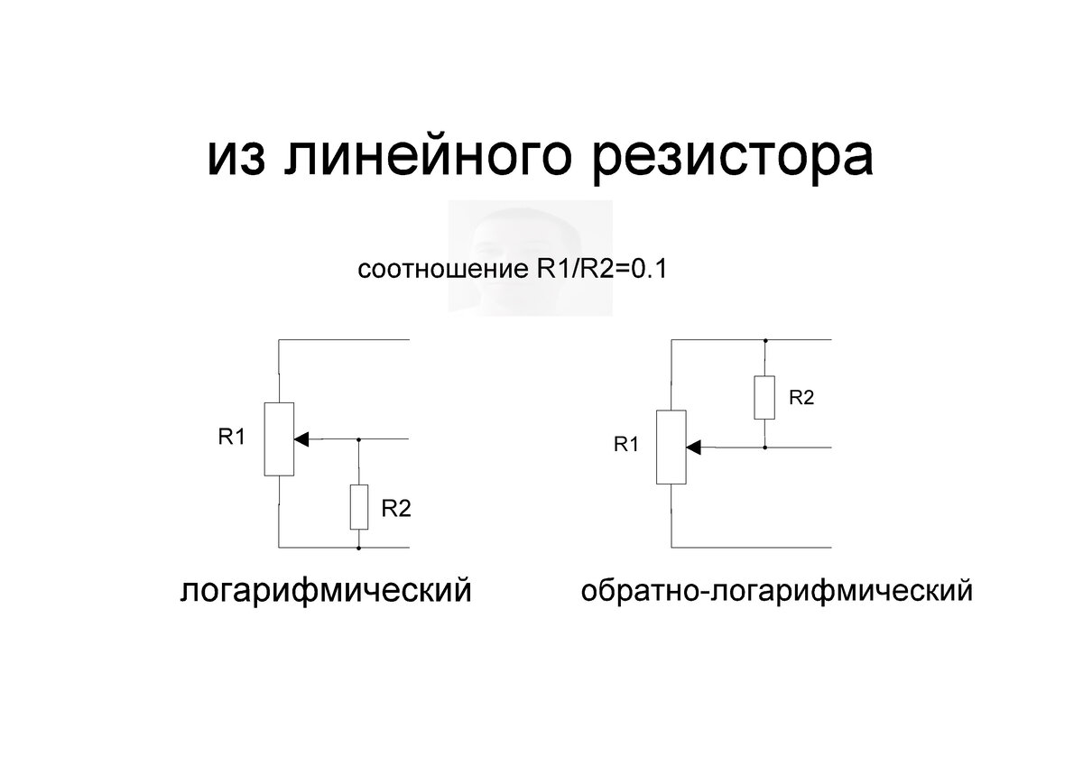 Постоянный резистор схема. Переменный резистор логарифмический из линейного. Линейный потенциометр схема. Логарифмический резистор из линейного. Схема подключения многооборотного переменного резистора.