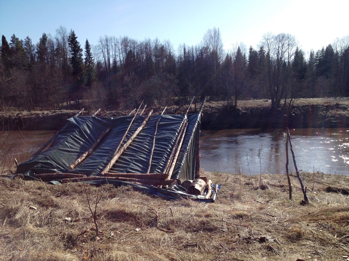 Перед поездкой да и в первый день в лесу(понедельник) были сильные порывистые ветра. Тент все время срывало (5Х6м), благо рядом с сосны оторвало несколько больших тяжелых сучков.