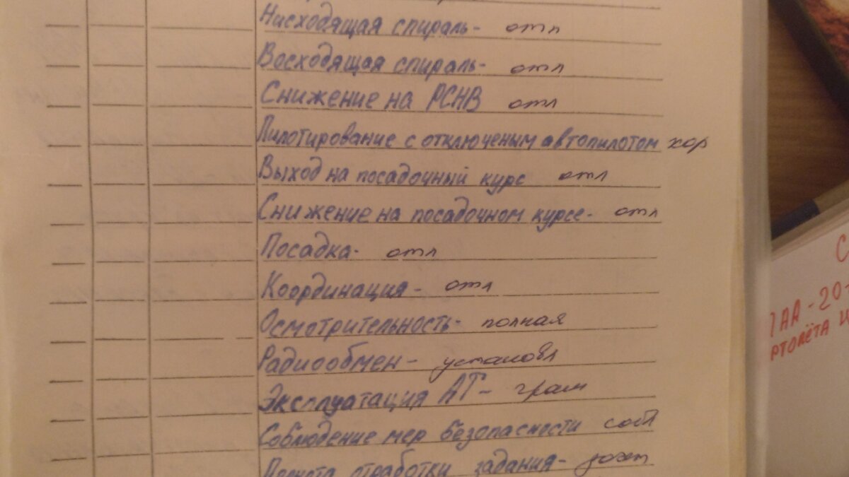 Так выглядел мой почерк начиная с 3 курса. Фото из первой лётной книжки. 