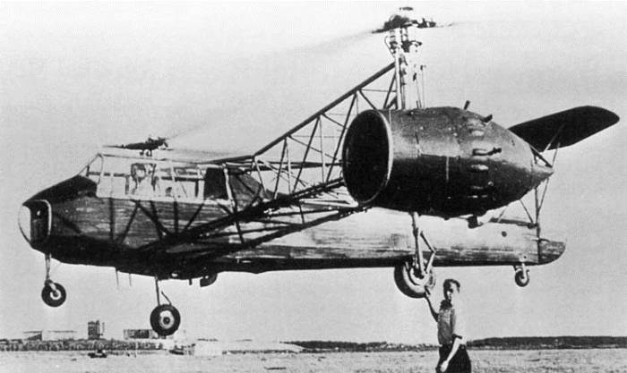 У нас несколько лет ведется работа с двухроторным геликоптером инженера И. П. Братухина. Машина эта воплощает весь наш многолетний опыт исследовательской работы по геликоптерам. Летает она весьма успешно и дает отличные показатели