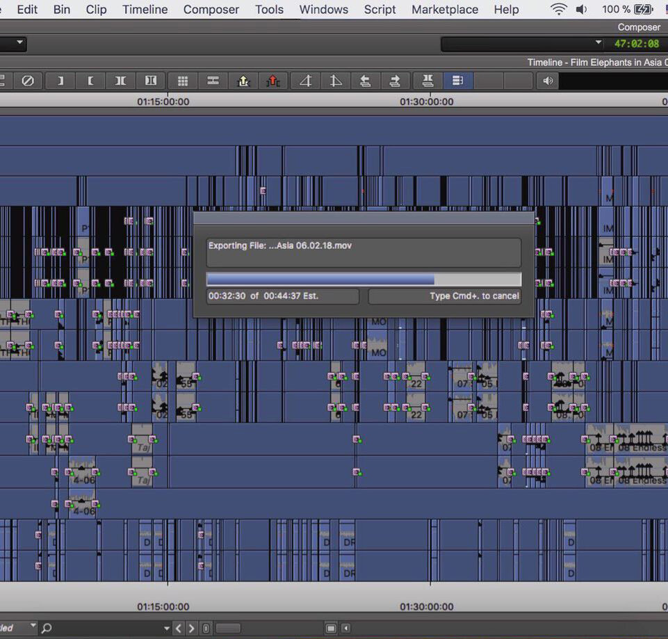 Работа в монтажной программе Avid.