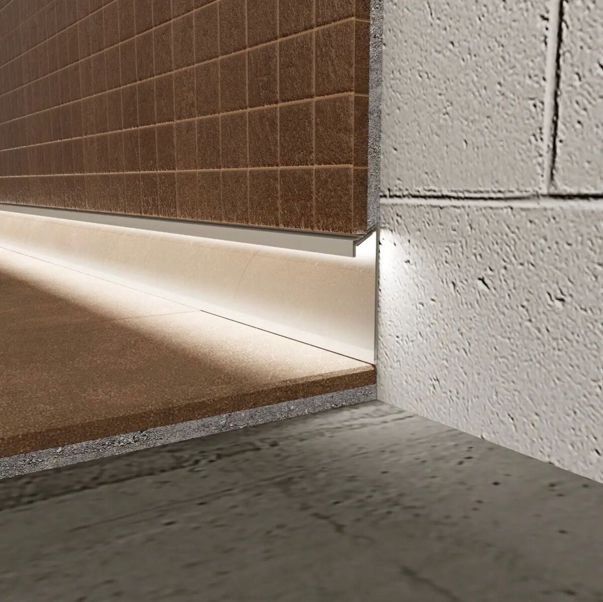 Световой плинтус с плиткой