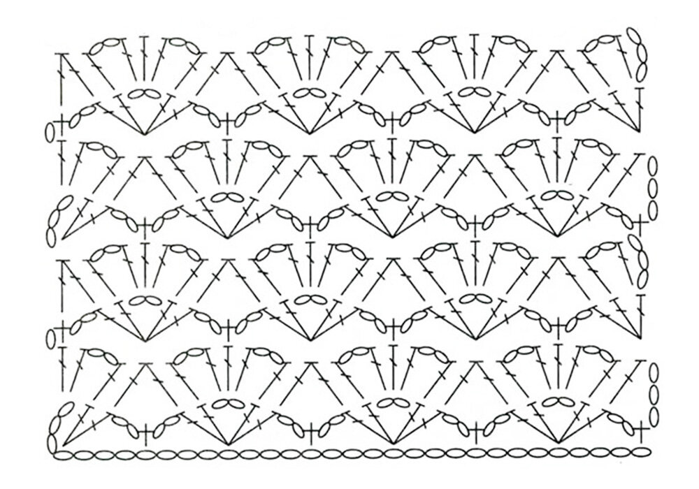 Кружевное полотно крючком схемы
