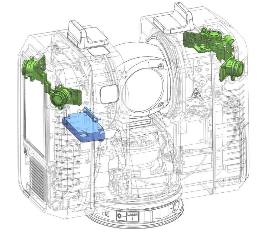 Размещение пяти камер инерциальной системы VIS