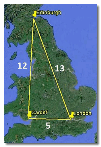 Столицы Великобритании - пифагорейский треугольник