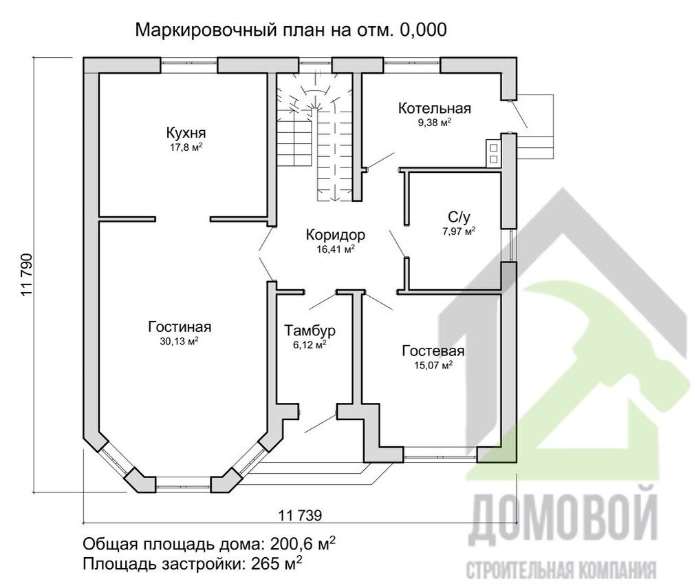План первого этажа. Источник изображения: канал "Строительство домов и бизнес", Яндекс Дзен.
