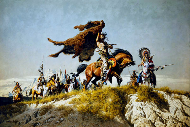 Сигнализирует шкурой бизона. Художник: Frank McCarthy