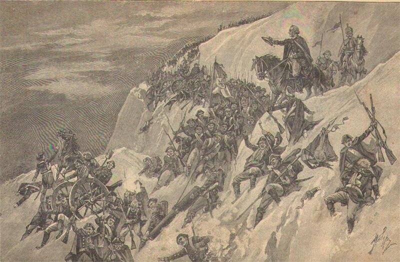 Войско ганнибала совершило переход через горы гималаи. Суриков переход Суворова через Альпы. Сен-Готард Суворов. Поход Суворова через Альпы.