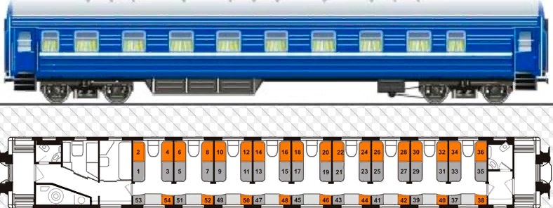 Как выглядит плацкарт в поезде фото ржд внутри схема по номерам