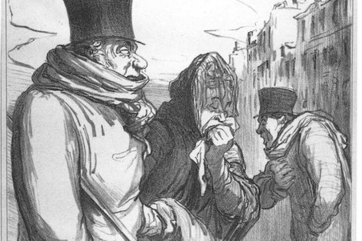 О. Домье карикатура "Грипп в Париже", 1889 год.