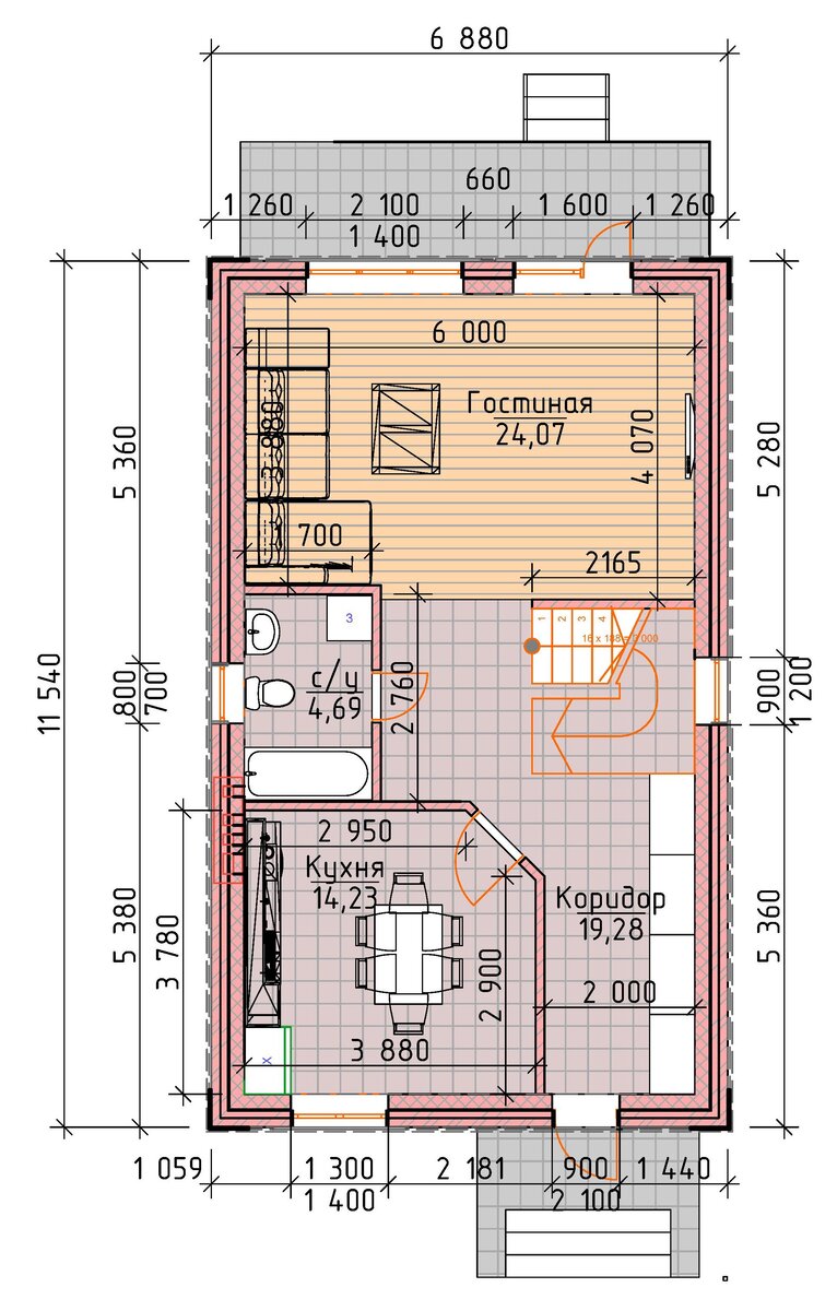 Двухэтажный дом 7 х 11,5 м, из кирпича, общей площадью 120 кв.м. ??