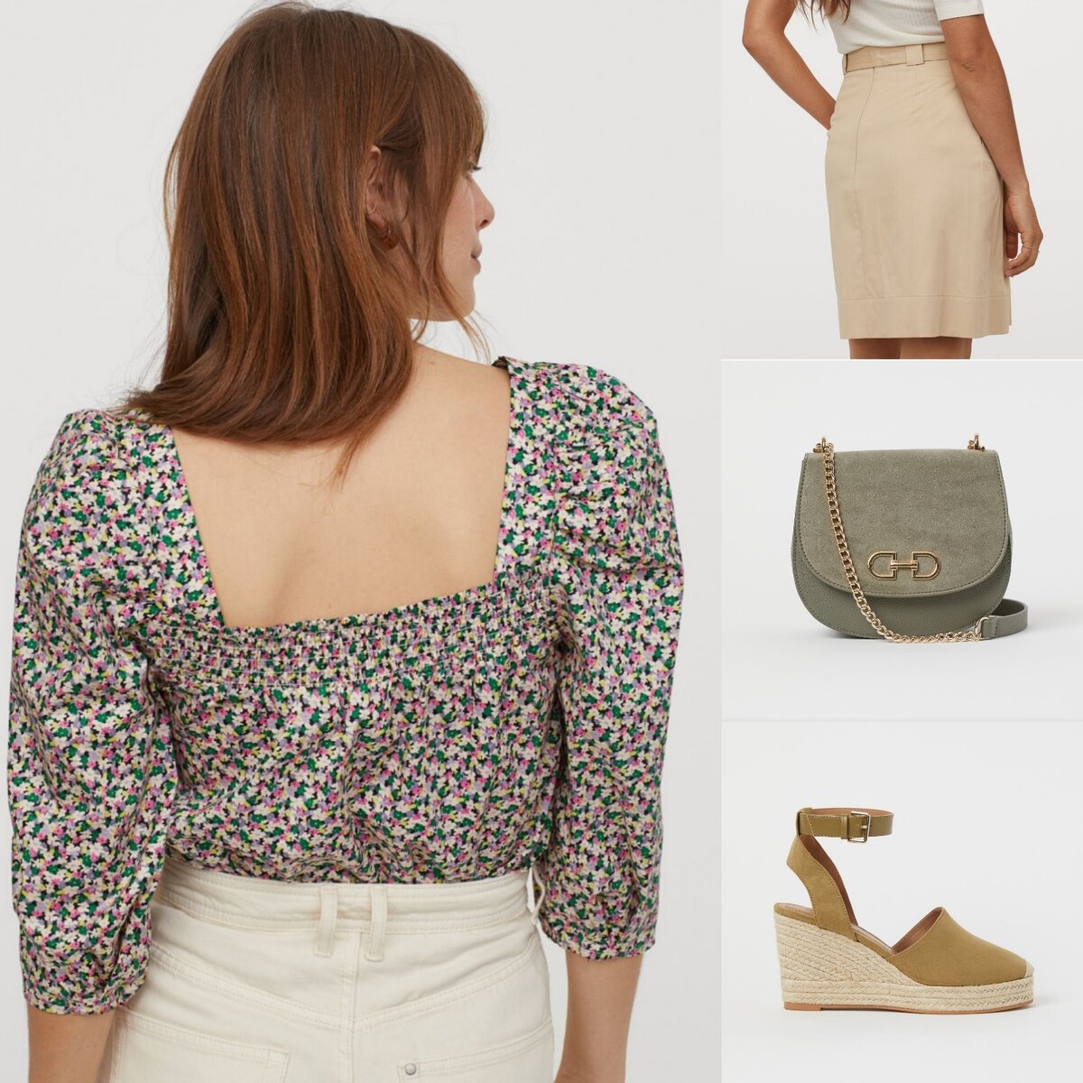 Блуза (арт. 0873092002) - 1599 руб; юбка (арт. 0849257002) - 1899 руб; сумка (арт. 08533250020) - 1599 руб.; босоножки (арт. 0808698001)- 2299 руб.